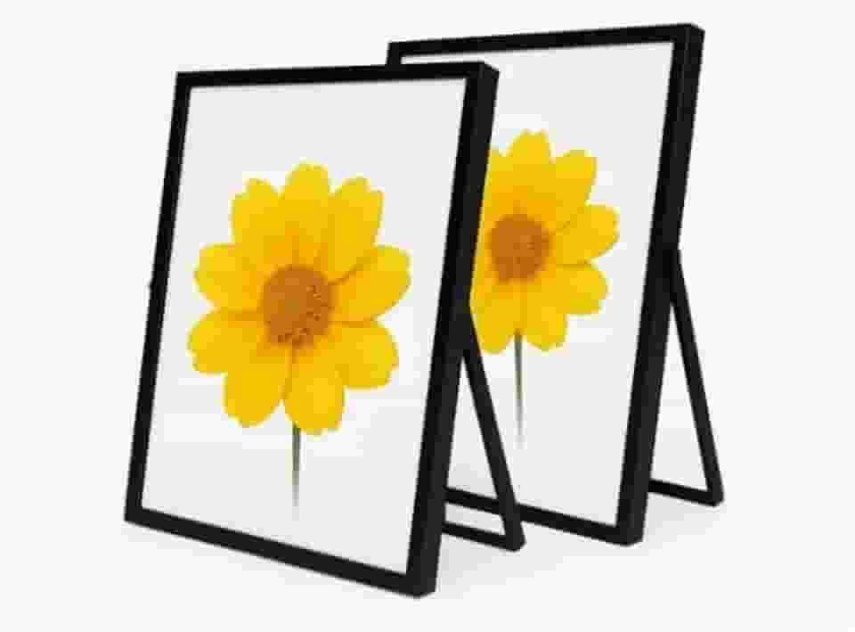 Porta Retrato De Metal Com Vidro Luxo Preto Grande 20x25 Cm Espelhado Vidro