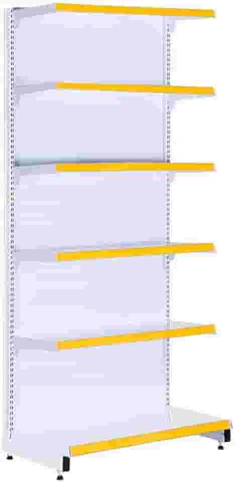 Gôndola Prateleira Supermercado 6 Níveis 40x30 New Plus 2,00m Parede Inicial Amarelo Sa Gôndolas