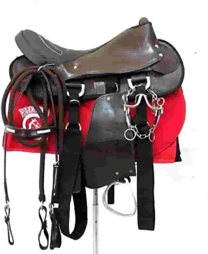 Sela Australiana Marrom Simples para Cavalgada E Passeios Completa Com Manta e Freio Inox