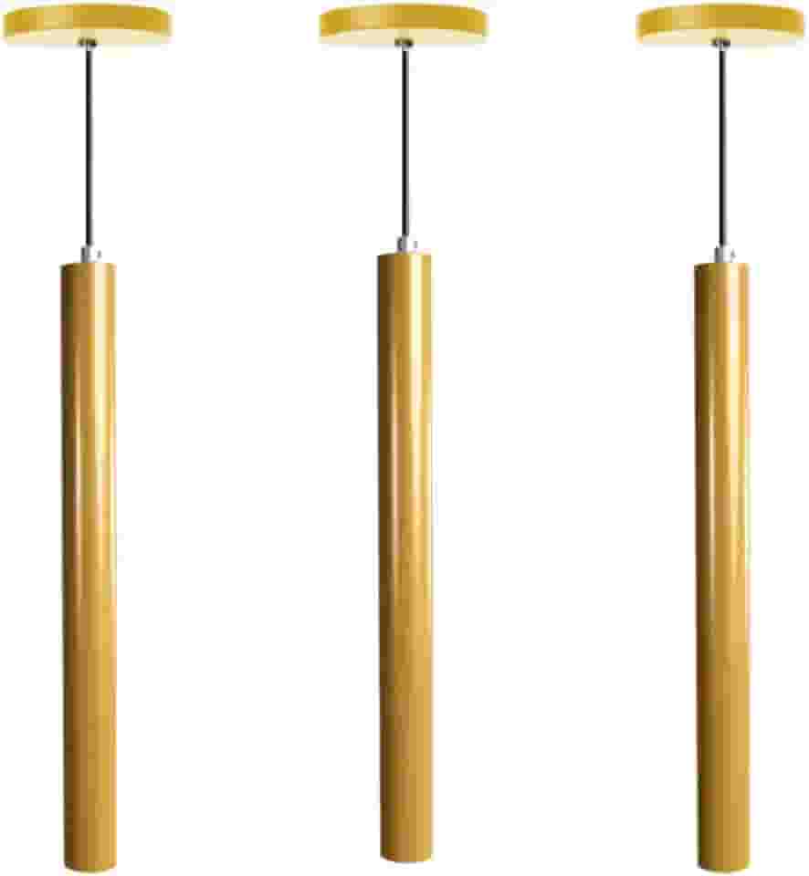 Kit 3 Pendente Tubo Cilindro Alumínio 30cm (Dourado)