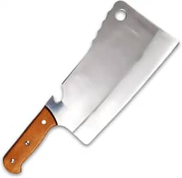 Cutelo em Aço Inoxidável com Furo e Cabo de Madeira Multiuso para Cortes de Carne Cutelo de Cozinha Com Lâmina De Aço Inox E Cabo De Madeira Natural Faca Artesanal