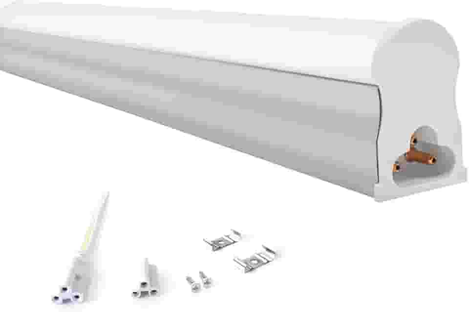 Led Tubular T5 30cm 6w C/Calha Acoplada Completa Luz Forte (Branco Quente)
