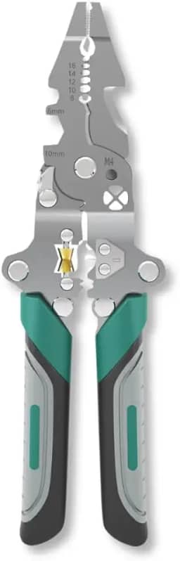 Alicate Multifuncional Dobrável para Decapar, Cortar e Crimpar Fios – Aço Resistente com Cabo Antiderrapante