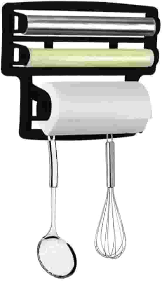 Porta Papel Toalha Triplo Suporte Rolos Para Cozinha 3 em 1 SELLNEEDS (Preto)