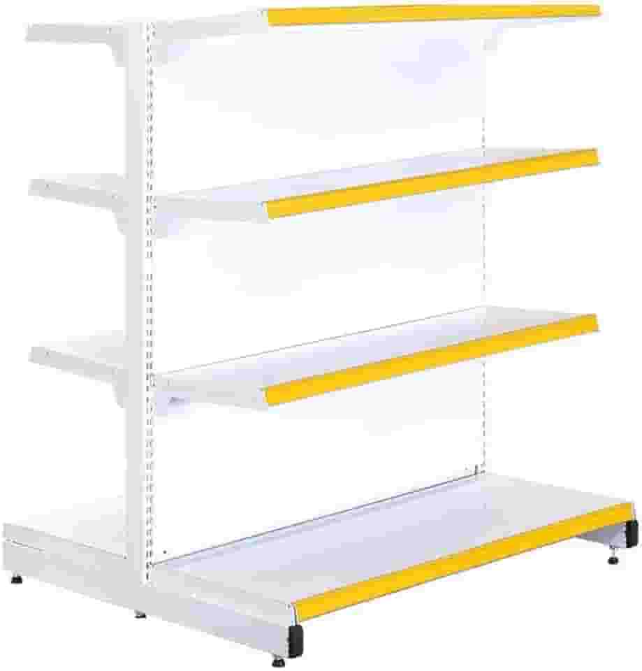 Gôndola Prateleira para Supermercado 4 Níveis 40x30 New Plus 1,40m Central Inicial Amarelo - Sa Gôndolas