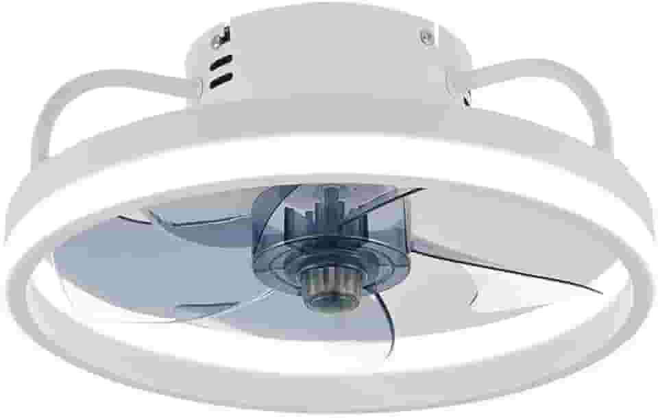 Ventilador de Teto com Controle Remoto, 90-260V Luz Led 6 NíVeis de Velocidade Super Silencioso e 3 Níveis de Iluminação, 55W, Controle Remoto, Ventilador de Teto com Luz LED Branco