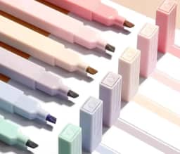 Marca Texto Quadrado em Tons Pastéis, 6 Cores, Design Inovador para Estudo e Trabalho