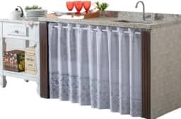 Cortina Para Pia e Gabinete de Cozinha em Renda Tulipa Branca – Modelo Clássico, Delicado e Sofisticado – Tamanho Padrão 1,50m x 0,80m