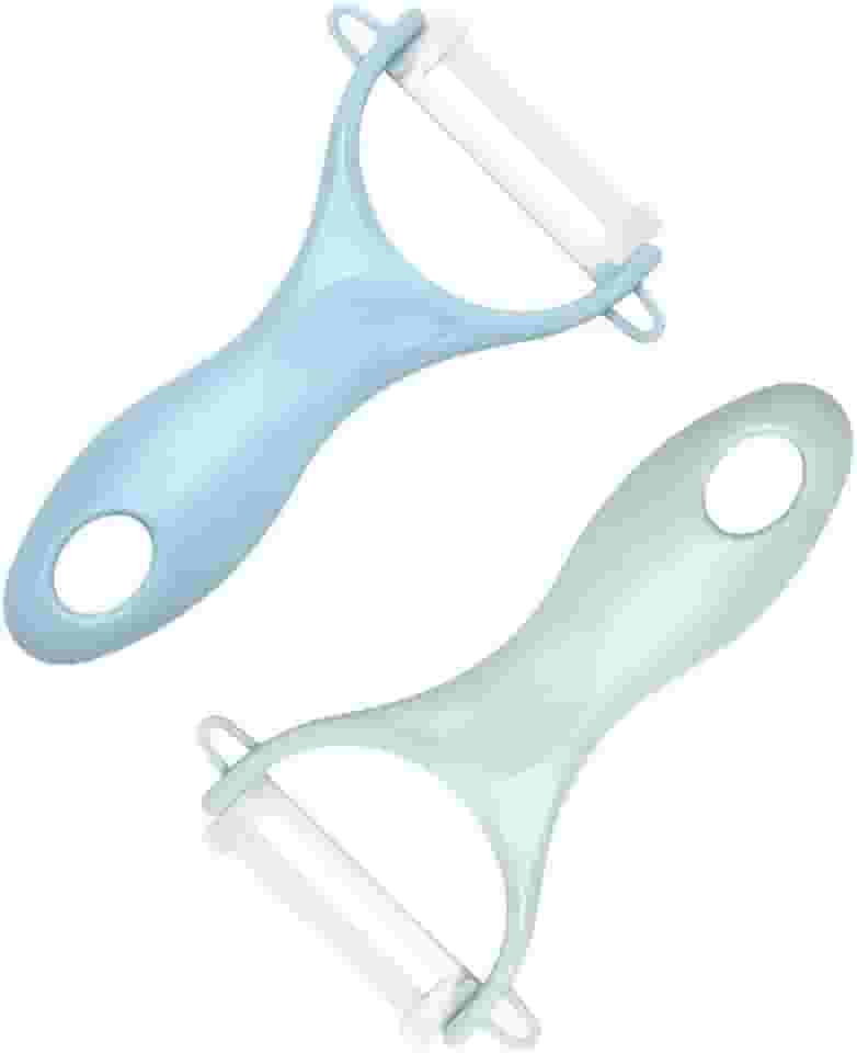 Descascador de legumes para cozinha - Descascador de batata/cenoura com cabo ergonômico e lâmina afiada - Descascador em Y de cerâmica - Fatiador para vegetais, frutas, 2 peças