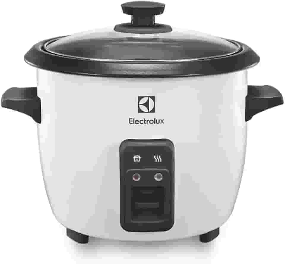 Panela Elétrica Electrolux vapor arroz capacidade 1,3L 7 xícaras manter aquecido panela removivel antiaderente tampa vidro RCB50 branca 220v por Rita Lobo