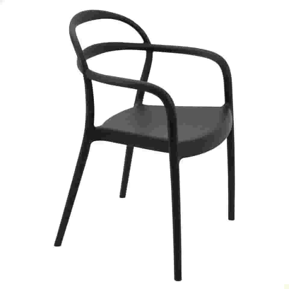 Cadeira Tramontina Sissi ECO em Polipropileno e Fibra de Vidro com Braços Preto