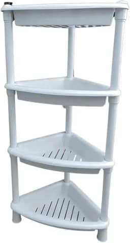Prateleira Cantoneira Canto Shampoo Plástico 4 Andar Branca Desmontável
