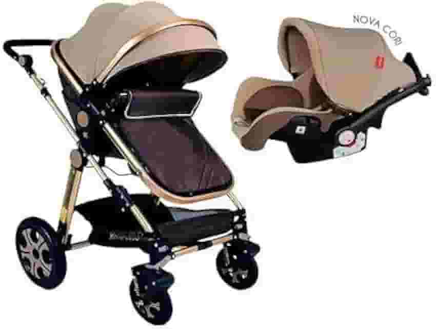 Carrinho de bebê 3 em 1 Golden Club Baby Cor:Marrom