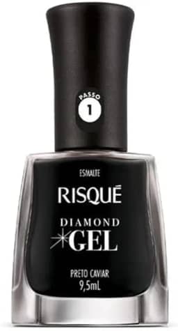 Esmalte Risqué Diamond Gel Preto Caviar Cremoso 9, 5ml, Risqué, PRETO CAVIAR, 9.5 ml