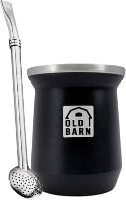 Kit 1 Cuia Térmica Parede Dupla De Alumínio 1 Bomba De Chimarrão Tereré Inox Filtro Redondo 19cm Old Barn Cor:Preto