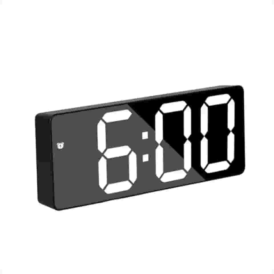 Relógio Digital de Mesa com Alarme, Visor LED Grande 16cm, Ajuste de Brilho, Temperatura, Data e Formato 12/24h – Moderno-Silencioso e Minimalista (Branco)