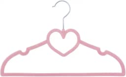 5 Cabides Infantil Aveludado Coração Rosa, Clingo, Rosa