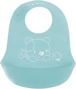 Babador Impermeável De Silicone Pega Cata Migalhas Ajustável Rosa