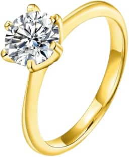 Anel Solitário Zircônia 3mm, Banhado em Ouro 18K, Tungstênio