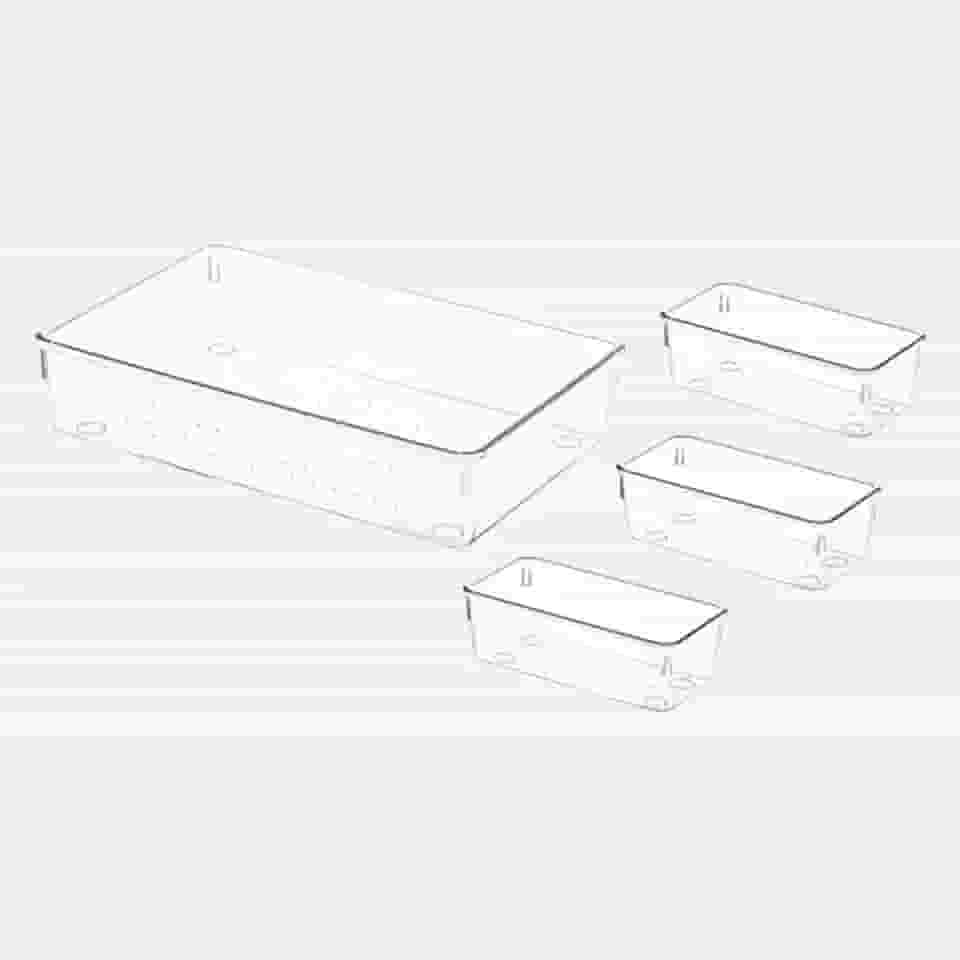 Organizador Acrílico 4 Peças Para Maquiagem e Gavetas Multiuso