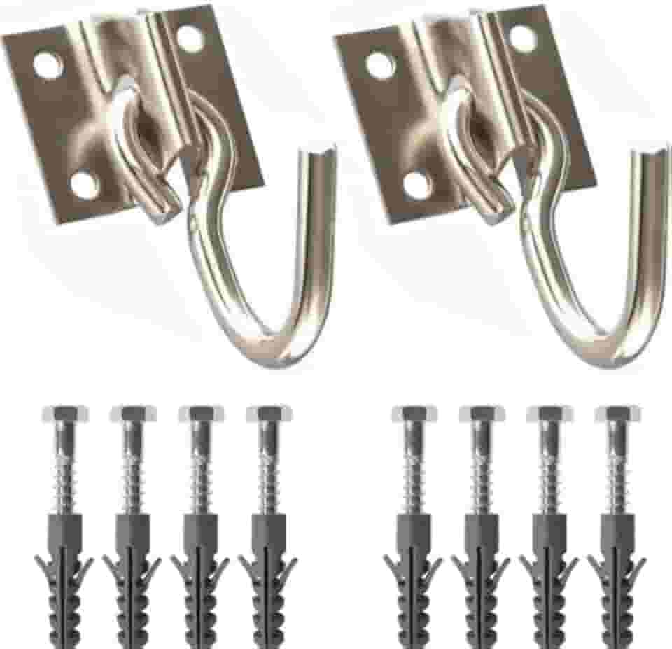 Kit Gancho para Rede em Aço Reforçado com Parafusos e Buchas – Instalação Segura e Completa - Produto Premiun