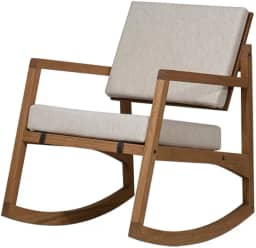 Cadeira de Balanço de Madeira Estofada Comoditá Meu Móvel de Madeira - Jatobá e Tecido Bege