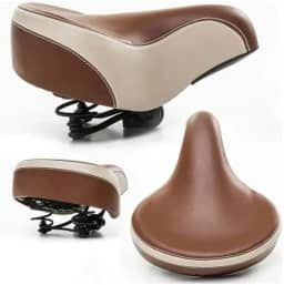 STRABOZZ Selim Banco de Bike 2 Molas Marrom com Bege Retro