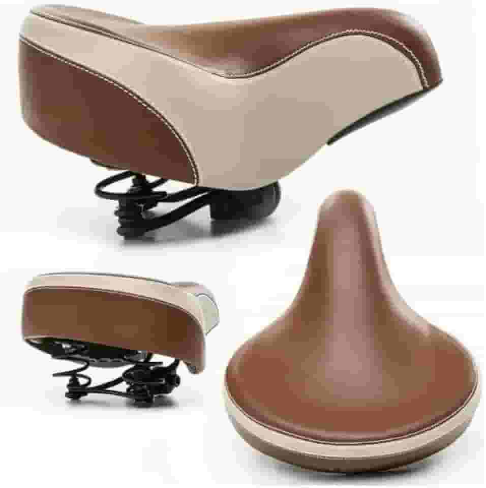 STRABOZZ Selim Banco de Bike 2 Molas Marrom com Bege Retro