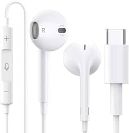 Fone de Ouvido com Fio Tipo C com Microfone Integrado Som Estéreo Premium Compatível IPhone 15 15 Pro 15 Pro Max 16 16 Pro Max, Galaxy, IOS/Android, Tablet, Notebook