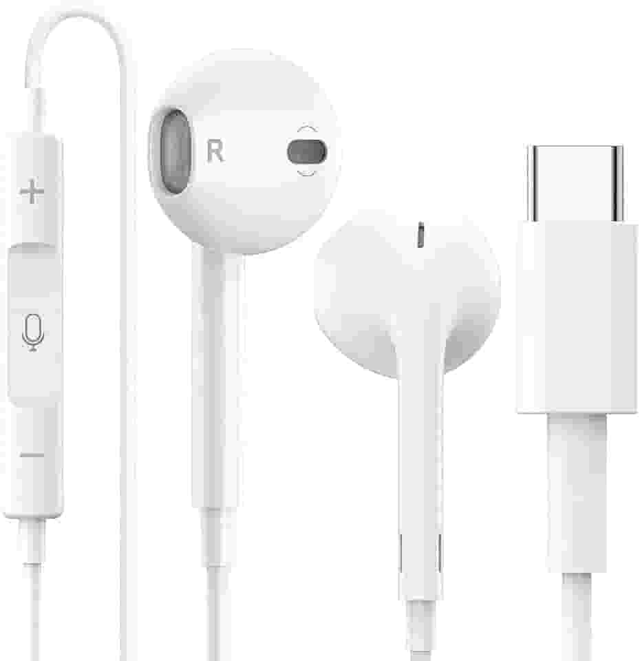 Fone de Ouvido com Fio Tipo C com Microfone Integrado Som Estéreo Premium Compatível IPhone 15 15 Pro 15 Pro Max 16 16 Pro Max, Galaxy, IOS/Android, Tablet, Notebook