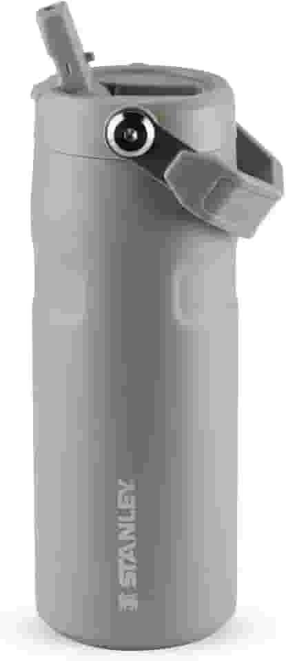Stanley - Garrafa de Água Aerolight Flip Straw, Canudo Integrado, Abertura Grande, Aço Inoxidável Leve, 473ml Ash