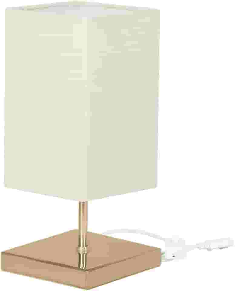 Abajur Eros Quad Bege Base Quadrada New Cobre