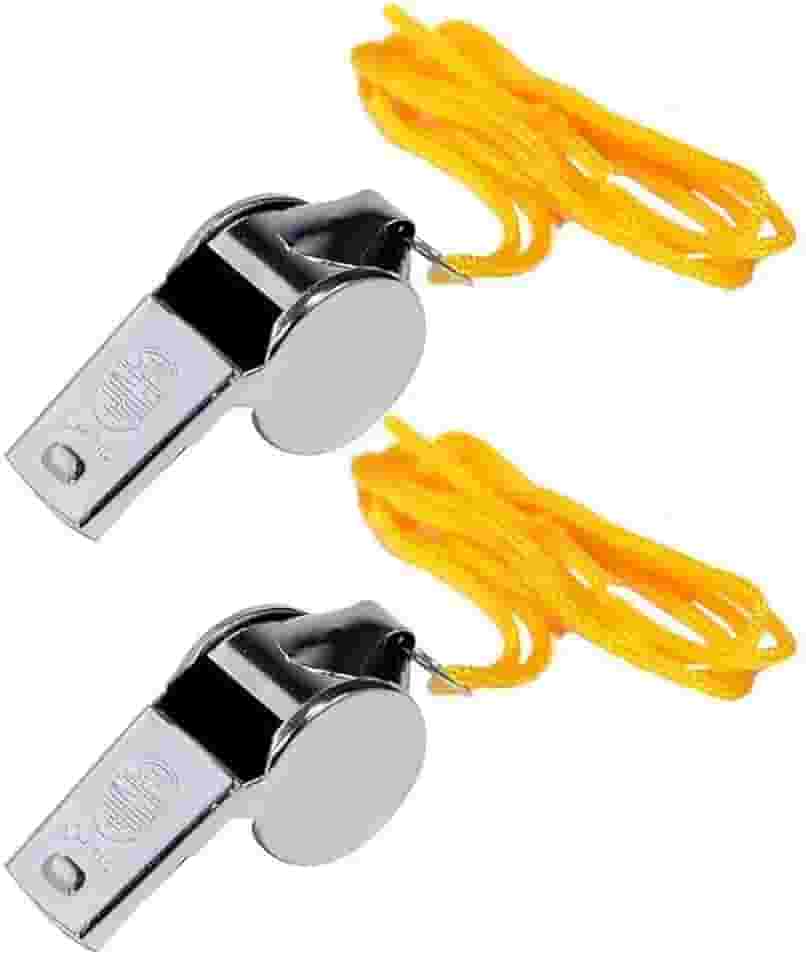 Apito de Metal Profissional com Cordão | Kit com 2 Unidades – Esportes, Treinamentos e Segurança