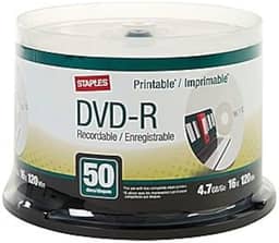 Staples Marca (pacote com 50) DVD-R para impressão de eixo #13164