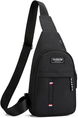 Mochila tiracolo masculina para viagem ao ar livre esportiva mochila tiracolo (Preto)