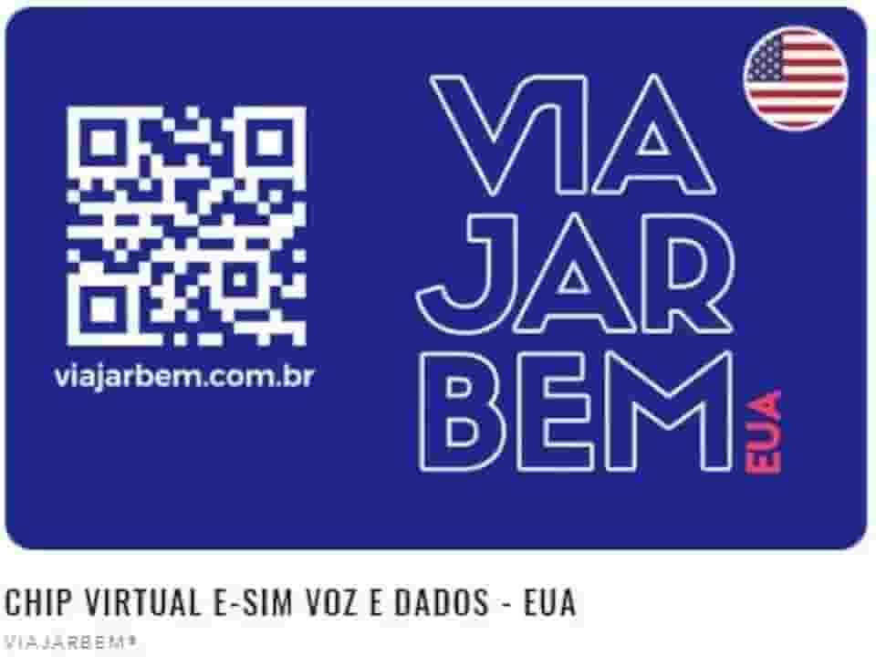 E-SIM (chip virtual) pré-pago internacional - EUA 30 dias - ViajarBem®