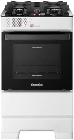 Fogão Esmaltec 4 Bocas Ideal Top Glass Mesa de Vidro Forno 50 Litros Branco T4VAB Bivolt