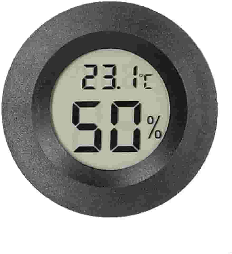 Termômetro Higrômetro Digital LCD, Embutir, 4,5 cm, Preto, Alimentação por Pilha LR44 TECNOARK