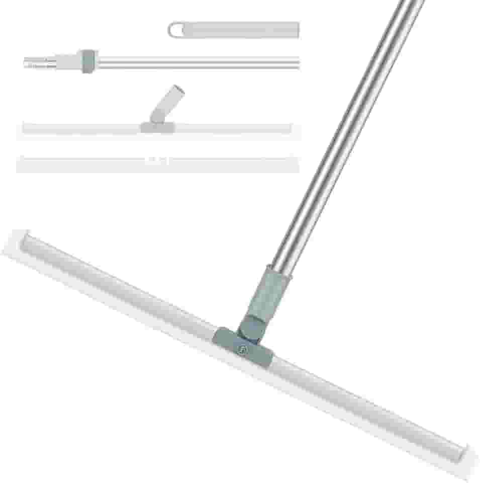 Rodo de Limpeza Silicone 2 em 1 com Raspador Silicone 50cm Cabo Retrátil 125cm Base Giratória Leve Resistente Limpeza Versátil