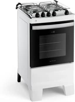 Fogão 4 Bocas Branco com Mesa Inox Atlas Agile Up Bivolt
