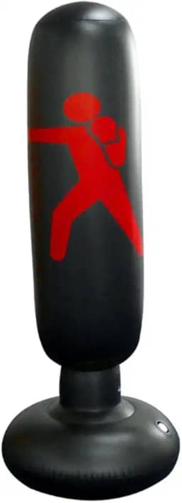 F Fityle Saco de pancada de fitness, saco de pancada pesado inflável saco de torre de boxe independente para crianças brincadeiras fitness adultos de-stress boxe saco alvo - preto