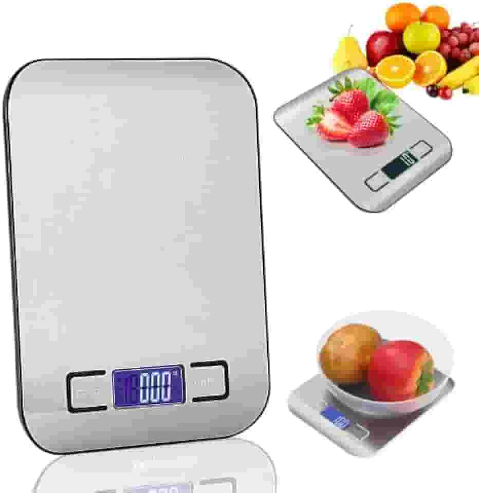 Balança Cozinha Inox até 10kg | Alta Precisão, Com Pilhas | Ideal Para Dieta Fitness, Ingredientes, Receitas | da Marca Layed®