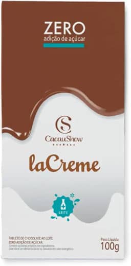 Tablete Lacreme Ao Leite Zero Adição De Açucar 100G Cacau Show