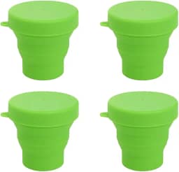 Copo Retrátil de Silicone, 150ml, Amarelo, Com Tampa, Kit 4 Unidades (Verde)