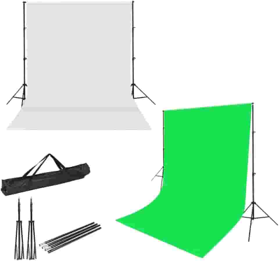 Kit Suporte + Fundo Infinito 3x2m Verde Branco Chroma Key