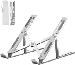 Suporte para Notebook e Tablet em Alumínio Articulado Dobrável com Regulagem de Altura, Base Estável Antiderrapante, Linha Premium, Portátil, Ideal para Mesa Escritório Home Office e Estudo