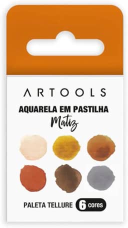 Aquarela em Pastilha Individual Matiz Artools Estojo 6 Cores Tons Terrosos