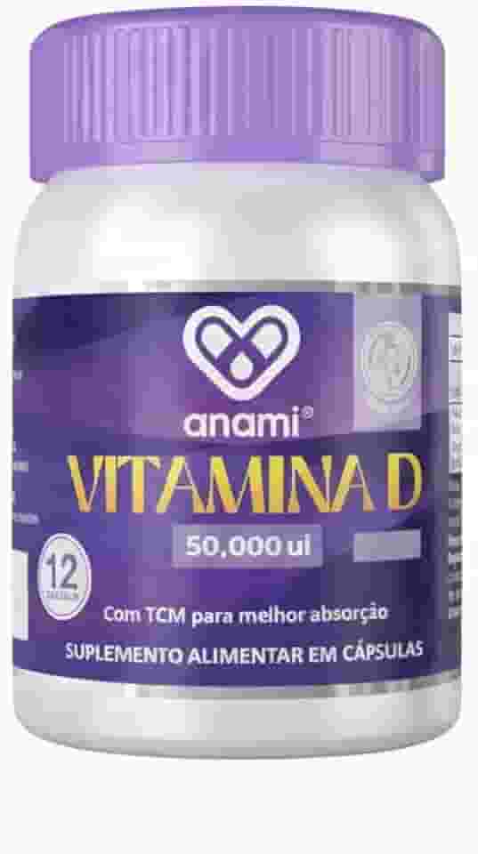 Vitamina D3 50.000UI com TCM – 12 Cápsulas - Suplemento Alimentar