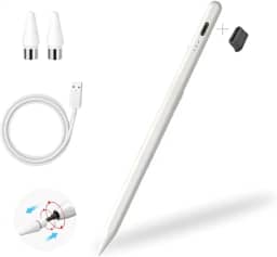 Caneta Stylus Touch Recarregável para iPad – Ponta Fina 1,5 mm, Alta Precisão, Rejeição de Palma e Inclinação - Acompanha 2 ponteiras extras