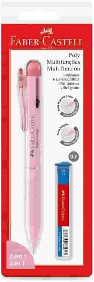 Lapiseira 0.7 e Caneta Esferográfica, 3 em 1, Faber-Castell, Rosa - SM/07L31RS